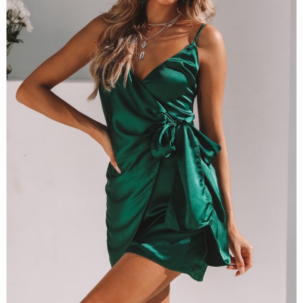 Dark Green Tie Dress
